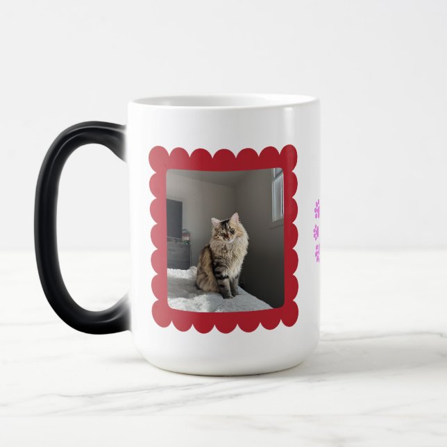 Two Tone Cat Photo Mug - Personalized Black White  (Left)