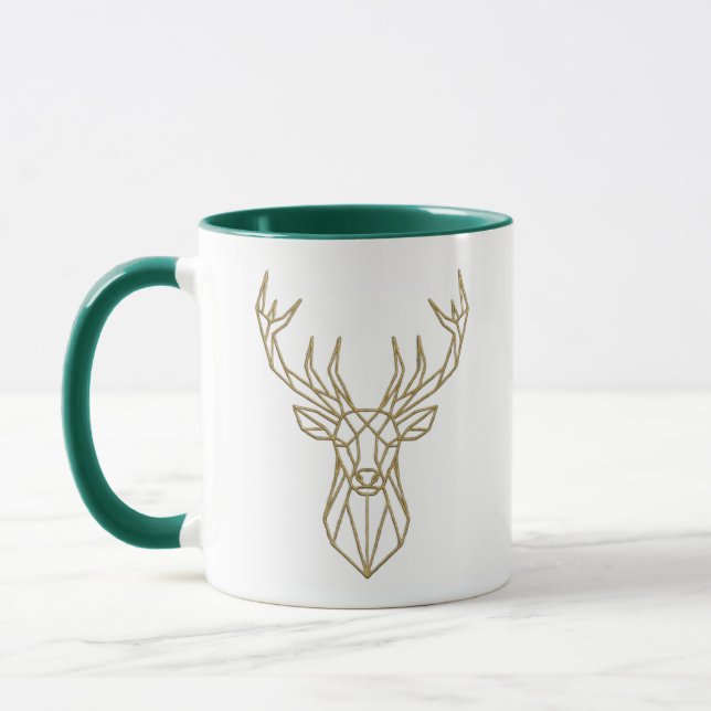  Two-Tone Coffee Mug Modern Gold Geometric Stag (Left)