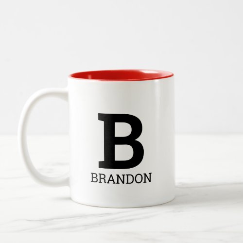 Two tone color coffee mug gift with name monogram