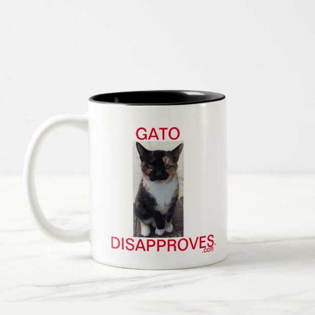 Two-Tone Cup, Gato Disapproves, Gato's Watching Coffee Mug (Left)