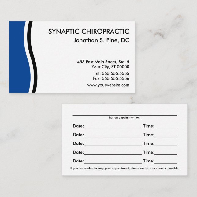 Two-Tone Curve Chiropractic Appointment Cards (Front/Back)