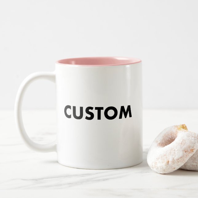 Two-Tone Custom PINK Mug Blank Template - 11oz. (With Donut)
