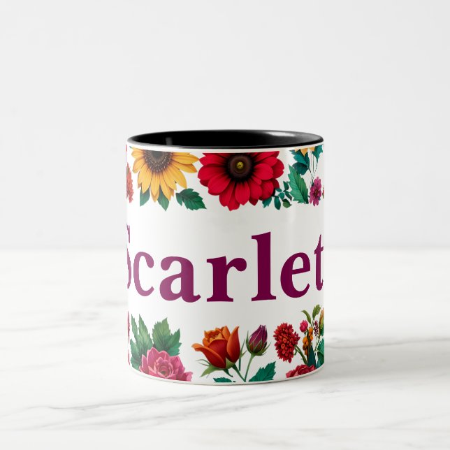 Two tone customizable floral coffee mug (Center)