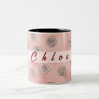 Two tone customizable floral coffee mug. Two-Tone coffee mug
