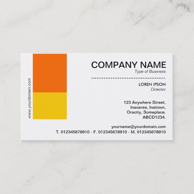 Two Tone Decor - Orange and Amber Business Card (Front)