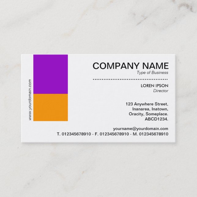 Two Tone Decor - Purple and Orange Business Card (Front)
