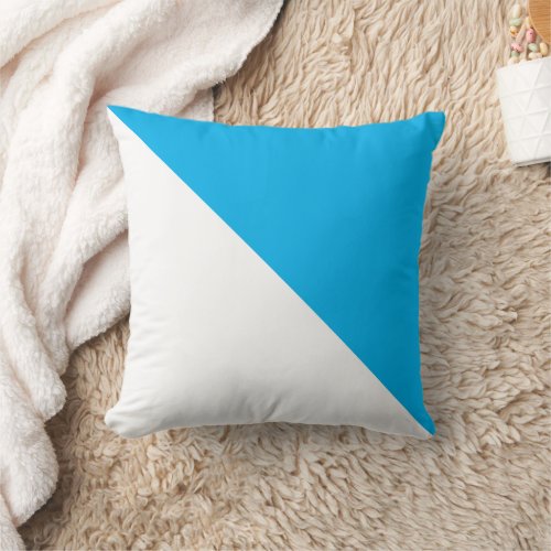 Two Tone Diagonal Bright Blue Throw Pillow