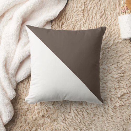 Two Tone Diagonal Brown Throw Pillow