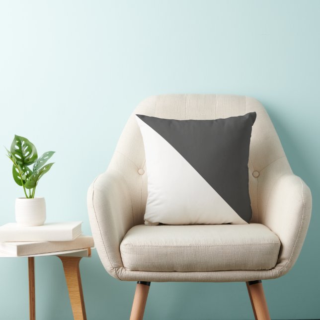 Two Tone Diagonal Dark Gray Throw Pillow (Chair)