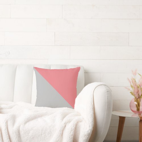 Two Tone Diagonal Dusty Pink and Gray Throw Pillow