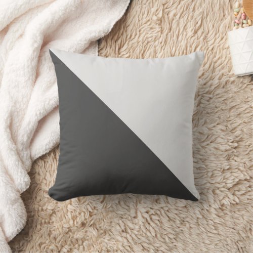 Two Tone Diagonal Light and Dark Gray Throw Pillow