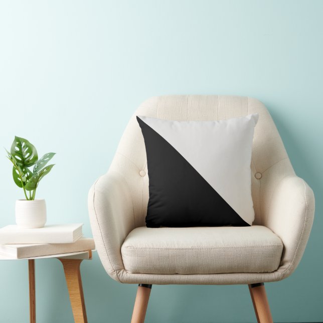 Two Tone Diagonal Light Gray and Black Throw Pillow (Chair)
