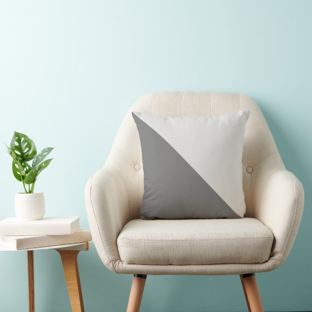 Two Tone Diagonal Light Gray and Gray Throw Pillow (Chair)