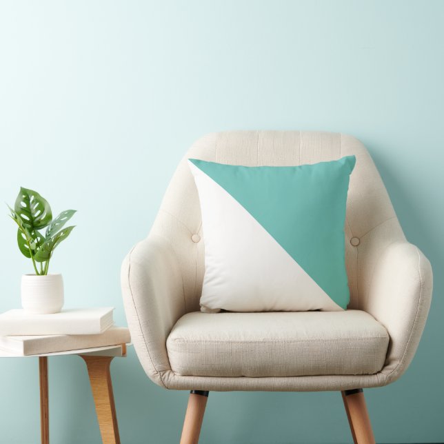 Two Tone Diagonal Light Teal Throw Pillow (Chair)
