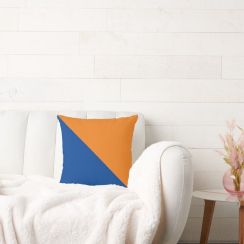 Two Tone Diagonal Orange and Blue Throw Pillow