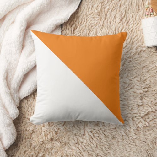 Two Tone Diagonal Orange Throw Pillow