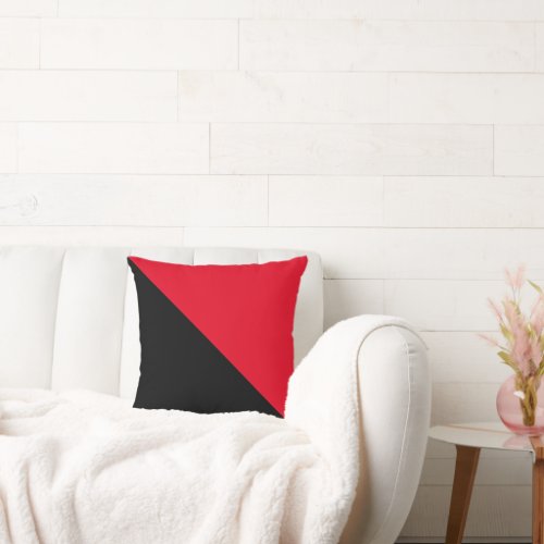 Two Tone Diagonal Red and Black Throw Pillow