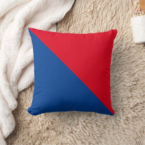 Two Tone Diagonal Red and Blue Throw Pillow