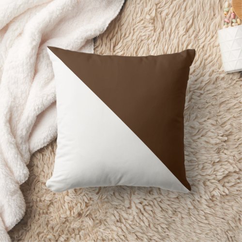 Two Tone Diagonal Rich Brown Throw Pillow