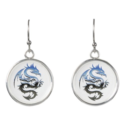 two tone dragon earrings