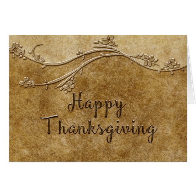 Two Tone Earthtone with Leaves Thanksgiving Card (Front Horizontal)