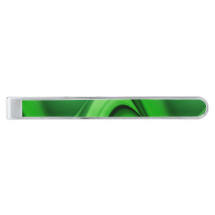 Two Tone Emerald Swirl Silver Finish Tie Bar