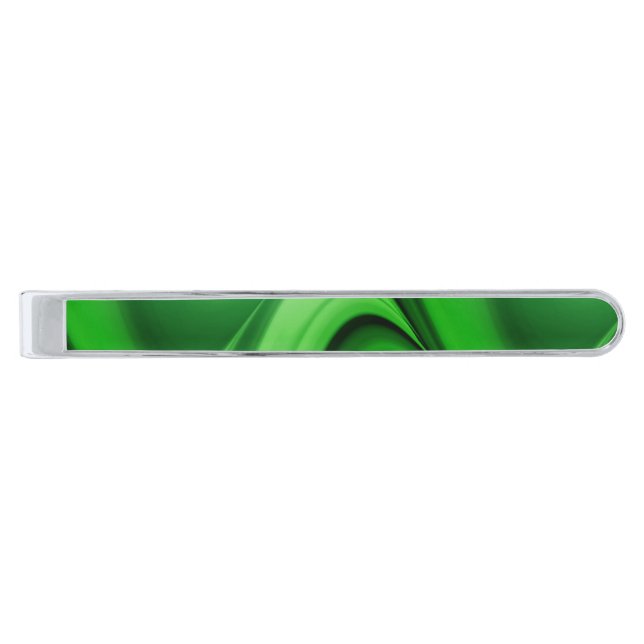 Two Tone Emerald Swirl Silver Finish Tie Bar (Front)