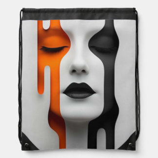 Two-Tone Face Drawstring Bag