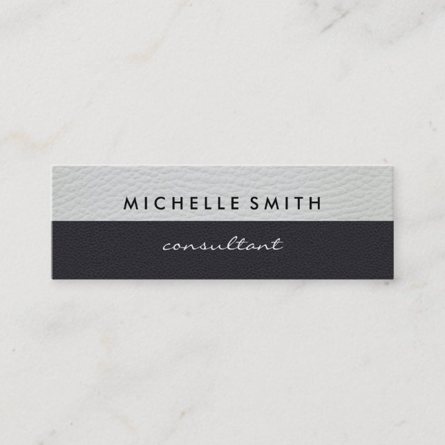 Two Tone Faux Leather Mini Business Card (Front)