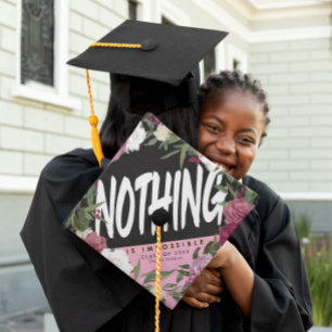 Two Tone Floral Custom Class Year Graduation Cap Topper