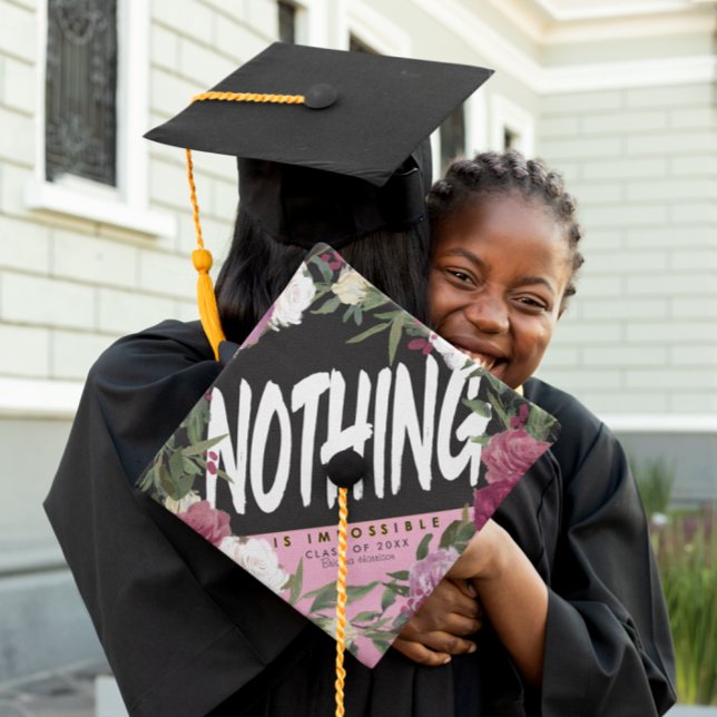 Two Tone | Floral Custom Class Year Graduation Graduation Cap Topper (Creator Uploaded)