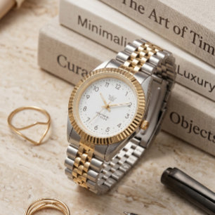 Two Tone Fluted Bezel Watch with Luxury Silver