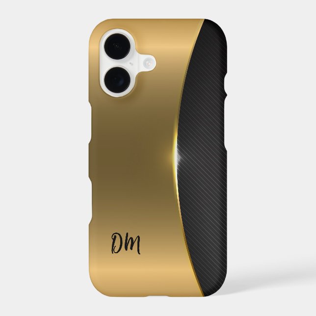 Two Tone Gold Black Monogram Iphone Case (Back)