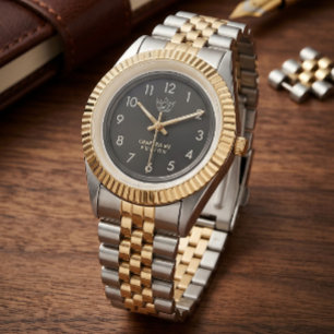 Two-Tone Gold & Silver Watch Fluted Bezel Luxury