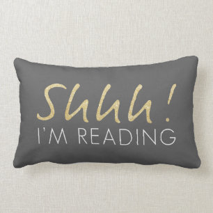 Two Tone Gold Sparkle Shhh! I'm Reading Pillow