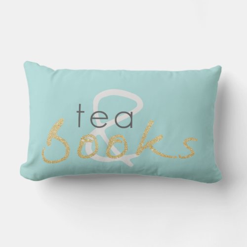 Two Tone Gold Sparkle Tea and Books Pillow