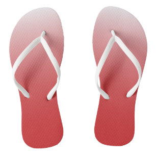 Two-tone gradient ombre fiery red flip flops