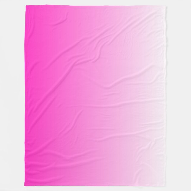 Two-tone gradient ombre hot pink fleece blanket (Front)