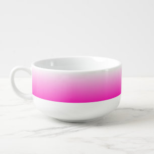 Two-tone gradient ombre hot pink soup mug