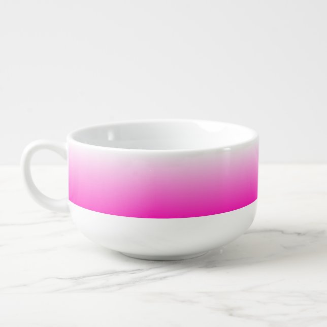 Two-tone gradient ombre hot pink soup mug (Right)