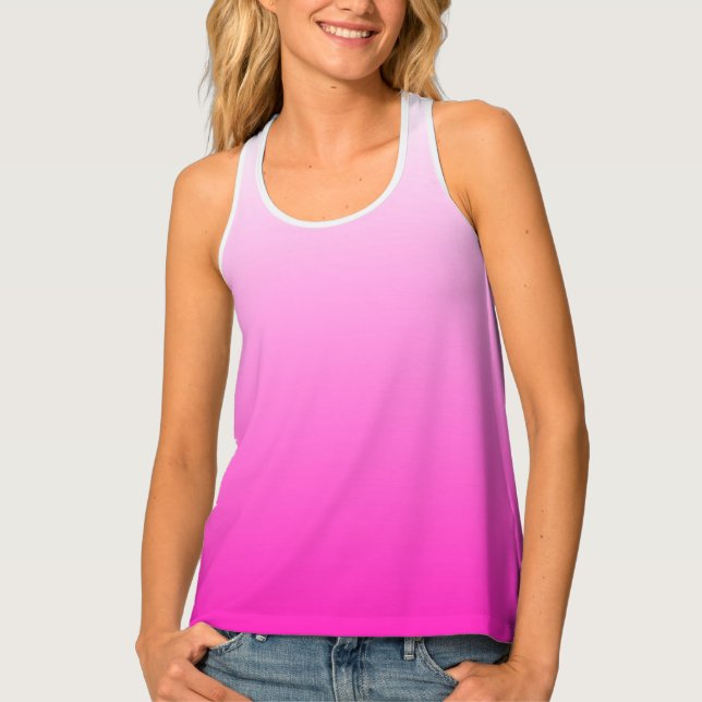 Two-tone gradient ombre hot pink tank top (Front)