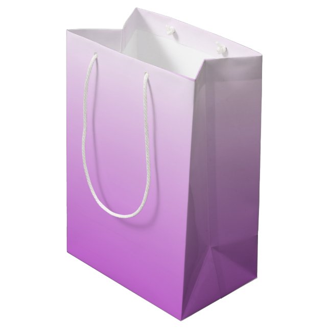 Two-tone gradient ombre lilac purple medium gift bag (Back Angled)