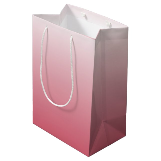 Two-tone gradient ombre salmon pink medium gift bag (Back Angled)