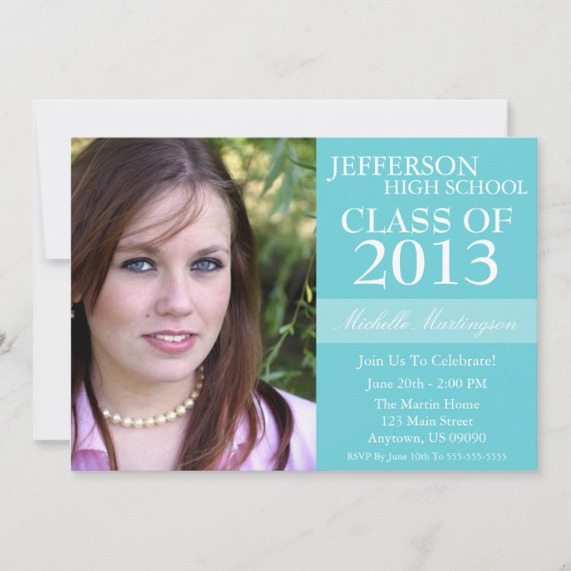Two-Tone Graduation Invitations (Teal) (Front)