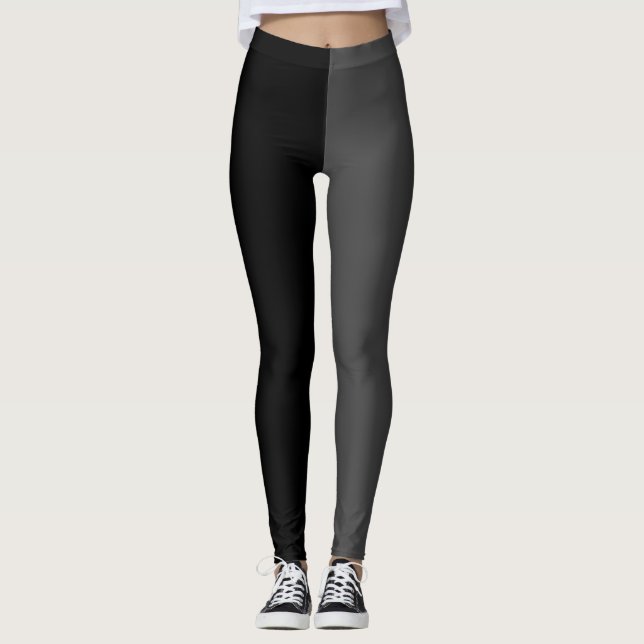 Two Tone Gray Black Halloween Leggings (Front)