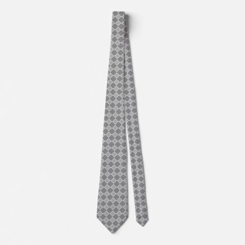 Two Tone Gray Quatrefoil Pattern Neck Tie