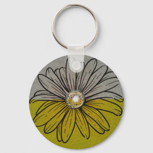 Two tone green and gray flower keychain
