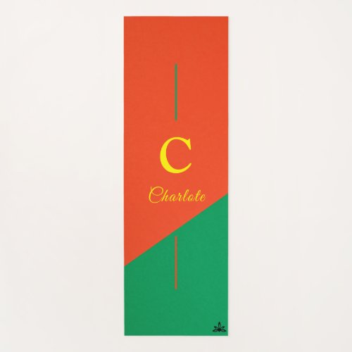 Two_Tone Green and Red Customizable Yoga Mat
