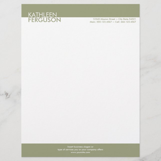 Two tone green block border professional business letterhead (Front)