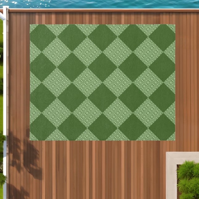 Two Tone Green Diamond Pattern Outdoor Rug (Insitu (Outdoor 1))